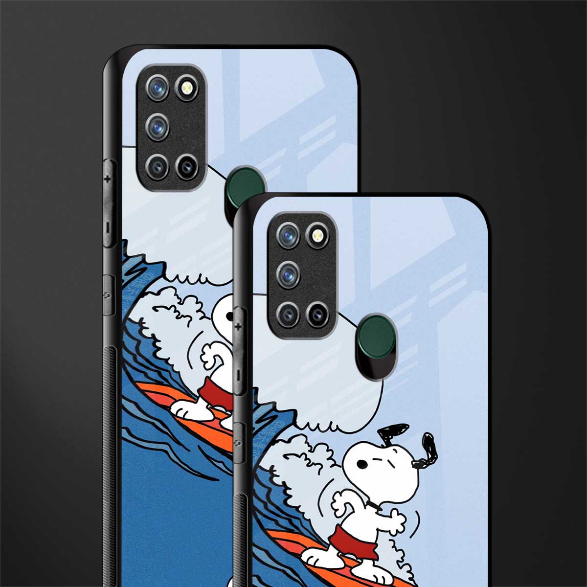 snoopy surfing glass case for realme 7i image-2
