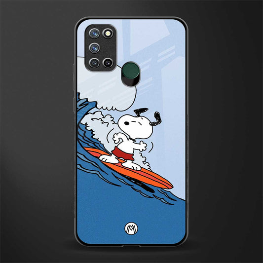 snoopy surfing glass case for realme 7i image