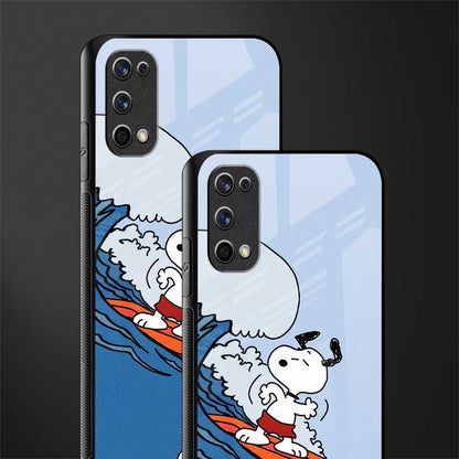 snoopy surfing glass case for realme 7 pro image-2