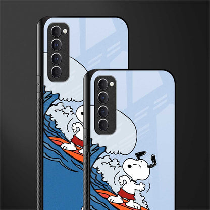 snoopy surfing glass case for oppo reno 4 pro image-2