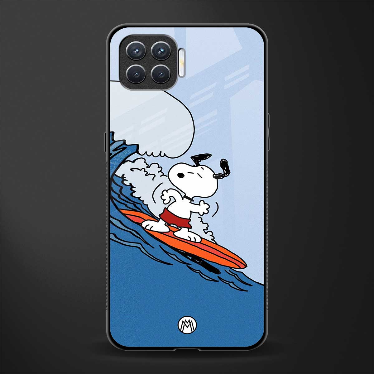 snoopy surfing glass case for oppo f17 image