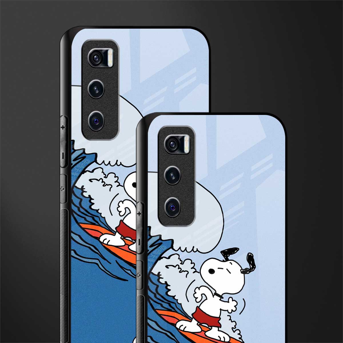 snoopy surfing glass case for vivo v20 se image-2