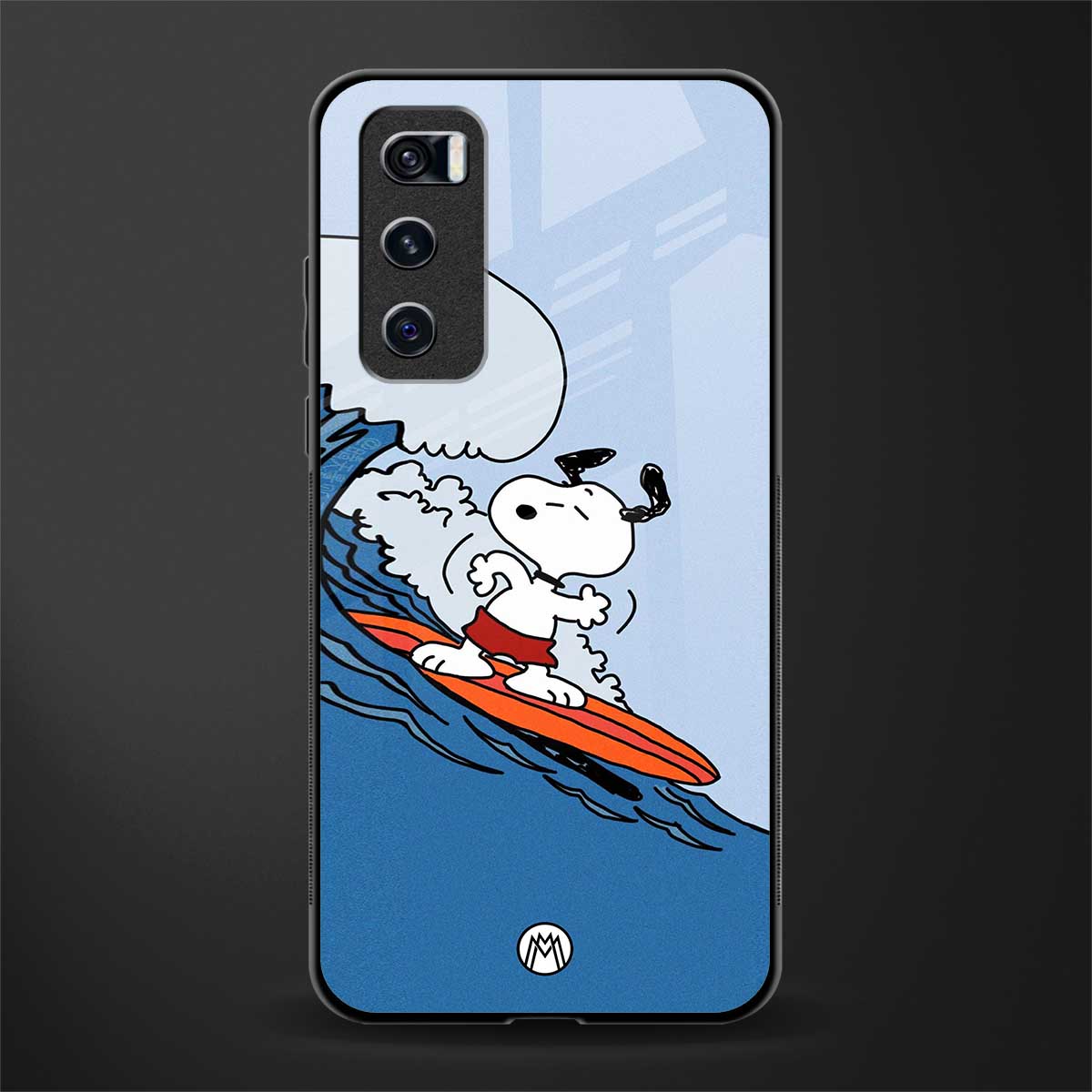 snoopy surfing glass case for vivo v20 se image