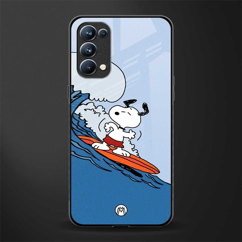 snoopy surfing glass case for oppo reno 5 pro image