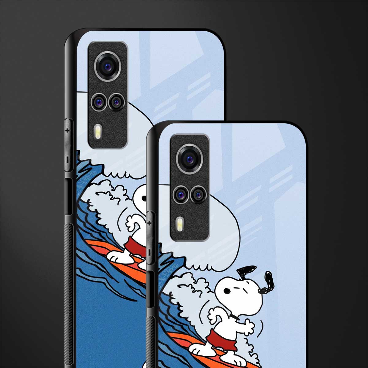 snoopy surfing glass case for vivo y51a image-2