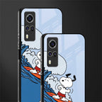 snoopy surfing glass case for vivo y51 image-2