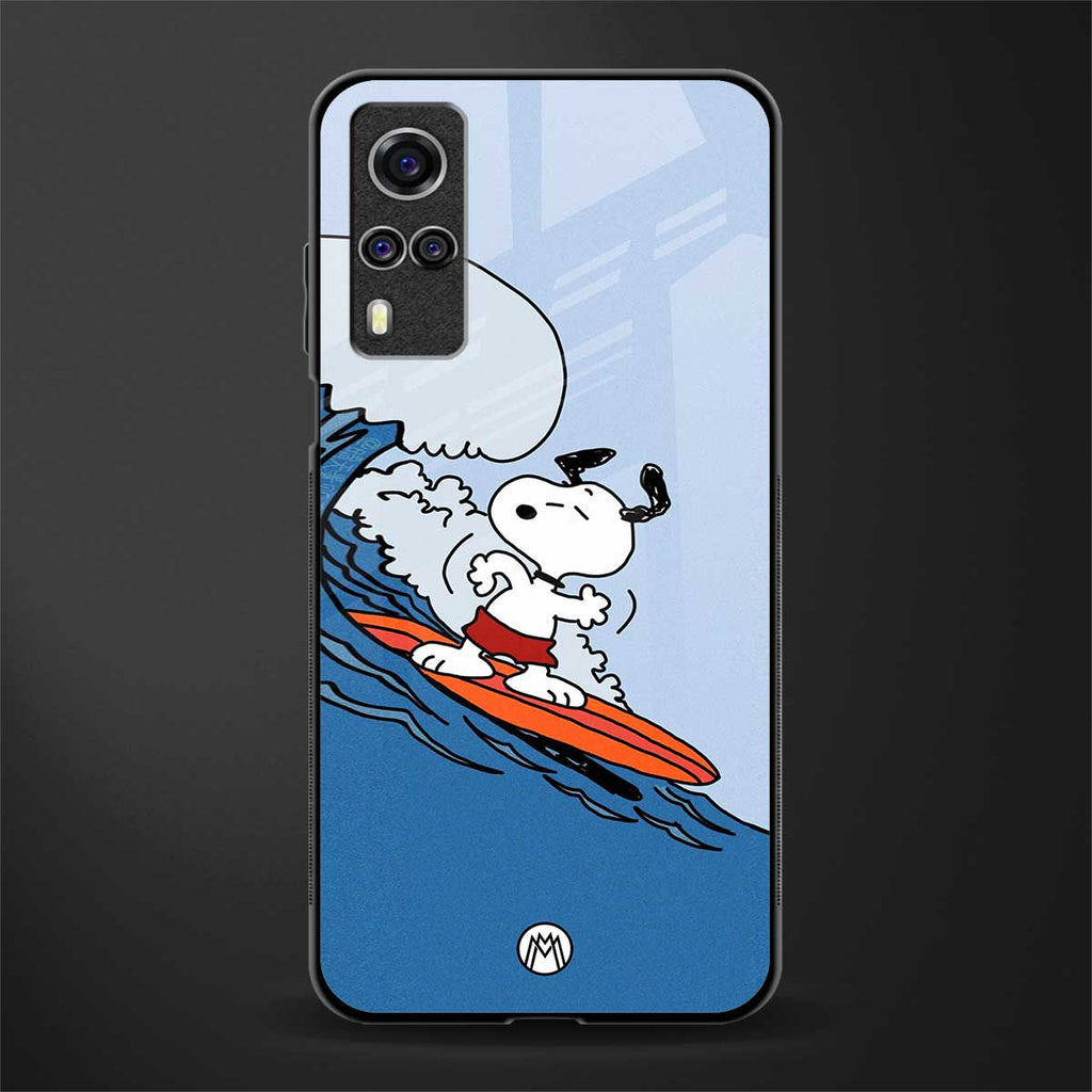 snoopy surfing glass case for vivo y51 image