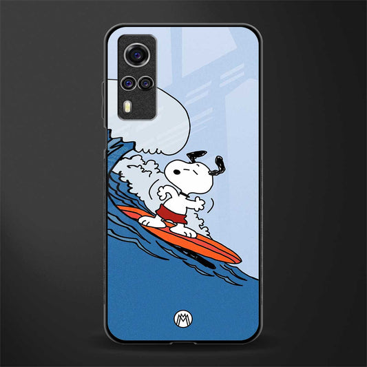 snoopy surfing glass case for vivo y53s image