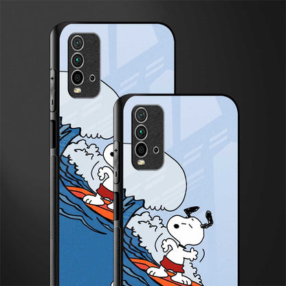 snoopy surfing glass case for redmi 9 power image-2