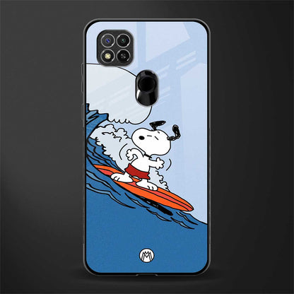 snoopy surfing glass case for redmi 9 image