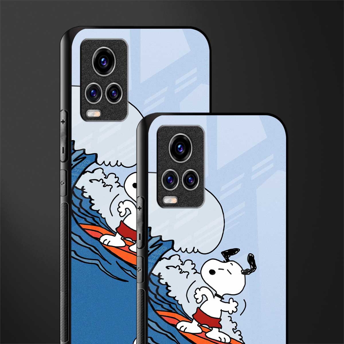 snoopy surfing glass case for vivo v20 pro image-2