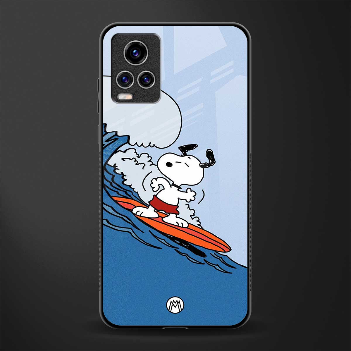 snoopy surfing glass case for vivo v20 pro image