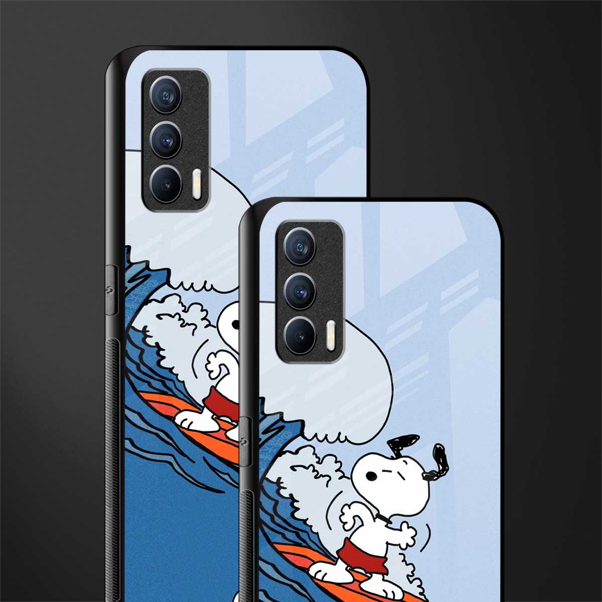 snoopy surfing glass case for realme x7 image-2