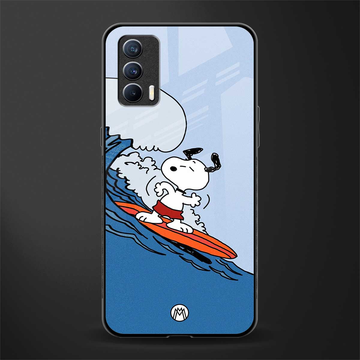 snoopy surfing glass case for realme x7 image