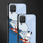snoopy surfing glass case for samsung galaxy a12 image-2