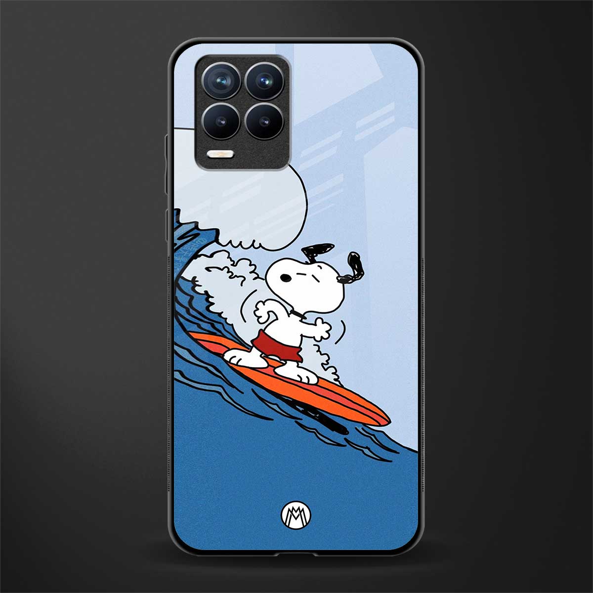 snoopy surfing glass case for realme 8 pro image