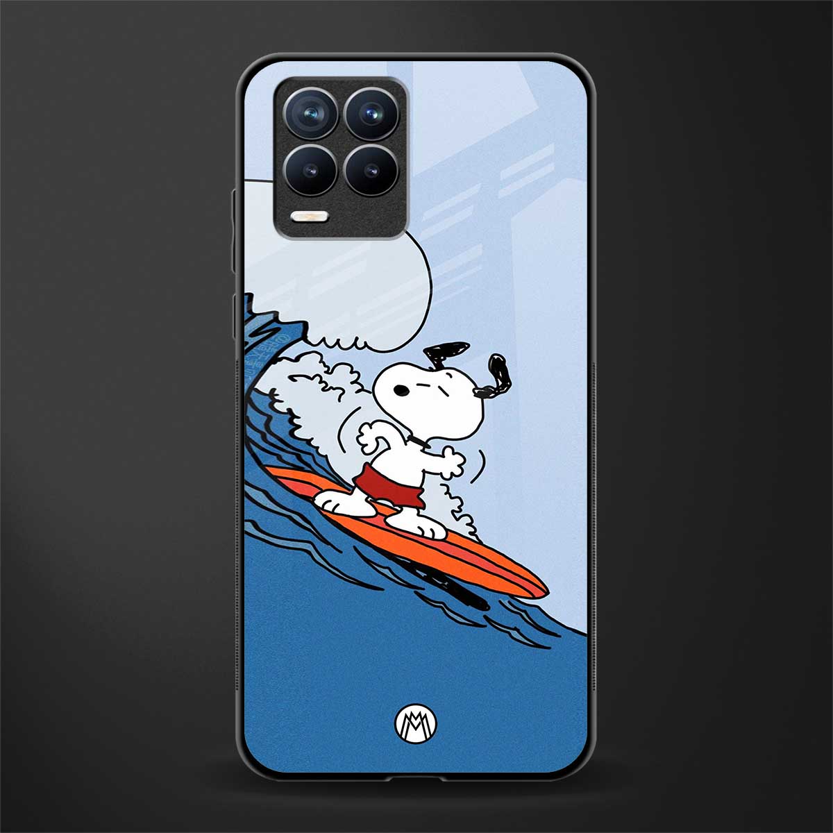 snoopy surfing glass case for realme 8 4g image