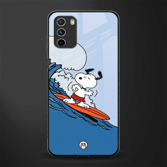 snoopy surfing glass case for poco m3 image