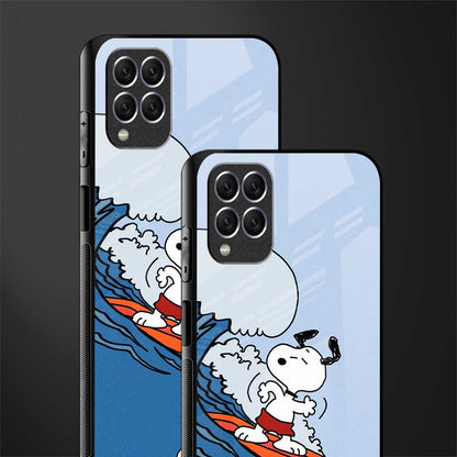 snoopy surfing glass case for samsung galaxy f62 image-2