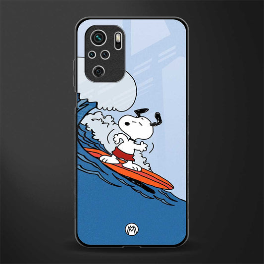 snoopy surfing glass case for redmi note 10 image