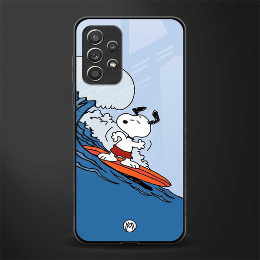 snoopy surfing glass case for samsung galaxy a72 image