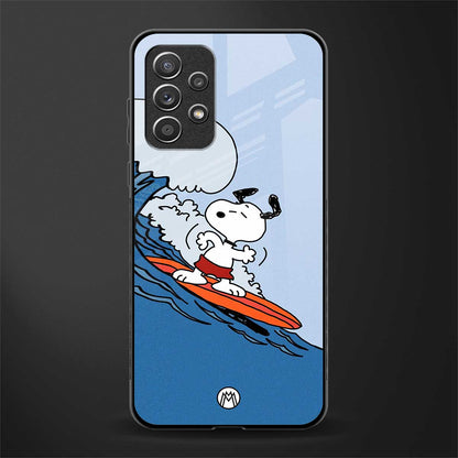 snoopy surfing glass case for samsung galaxy a52 image