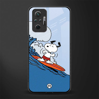 snoopy surfing glass case for redmi note 10 pro image