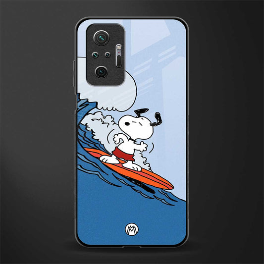 snoopy surfing glass case for redmi note 10 pro max image