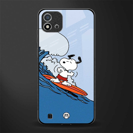 snoopy surfing glass case for realme c20 image