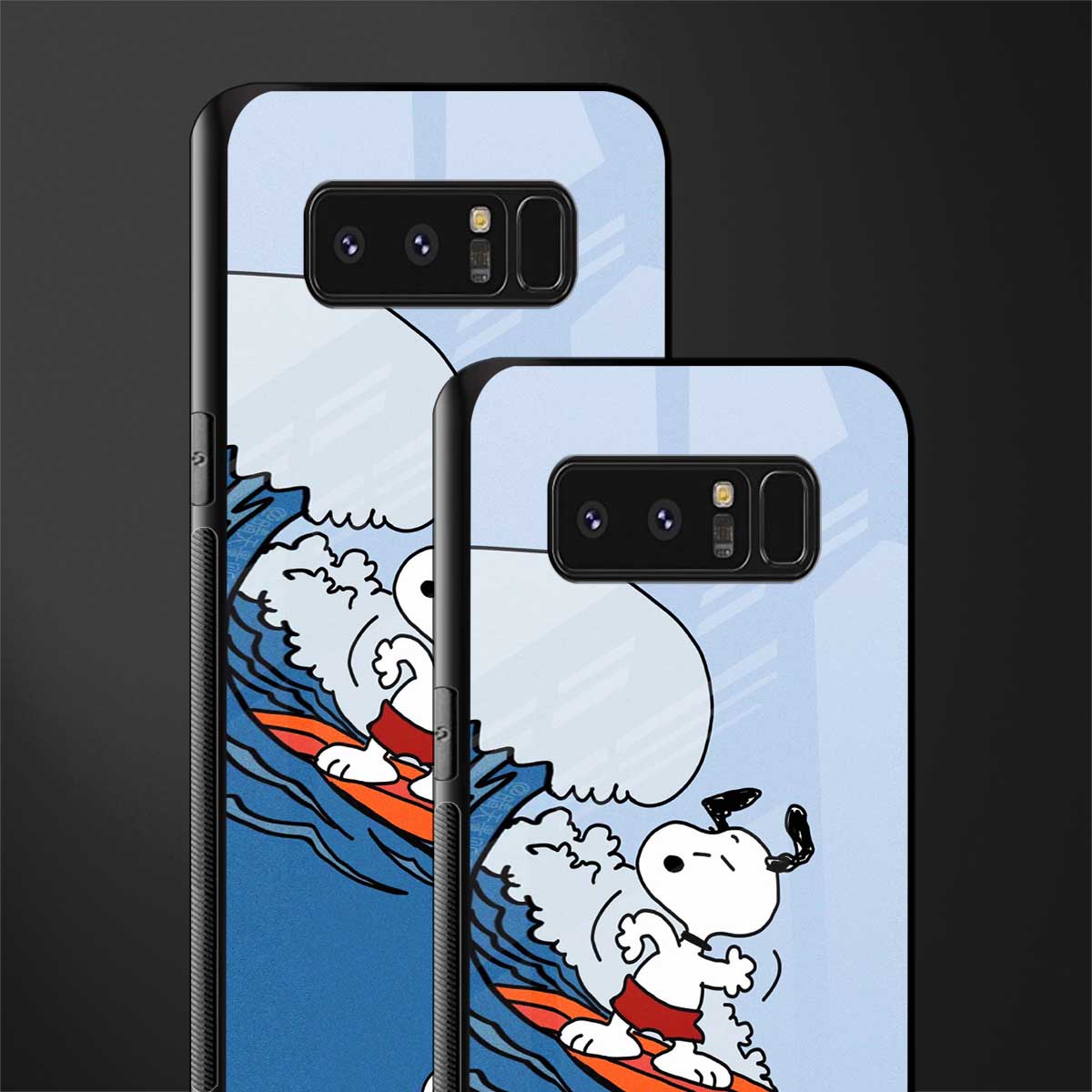 snoopy surfing glass case for samsung galaxy note 8 image-2