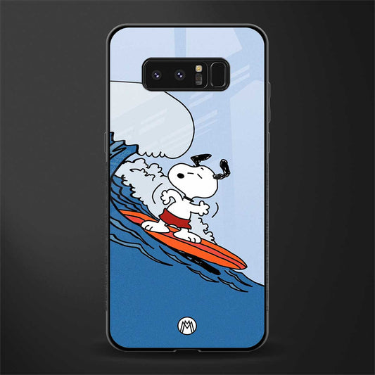 snoopy surfing glass case for samsung galaxy note 8 image