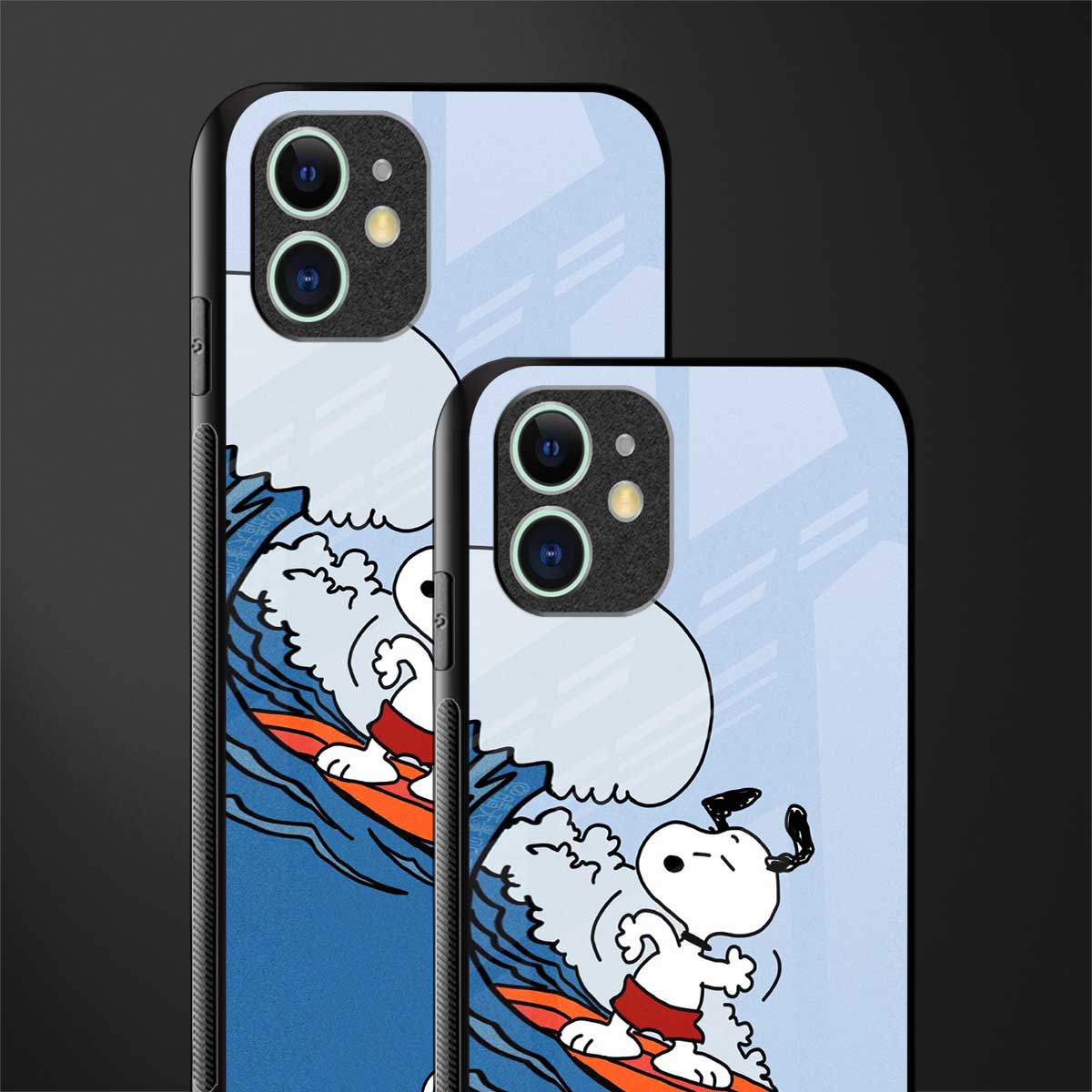 snoopy surfing glass case for iphone 12 image-2