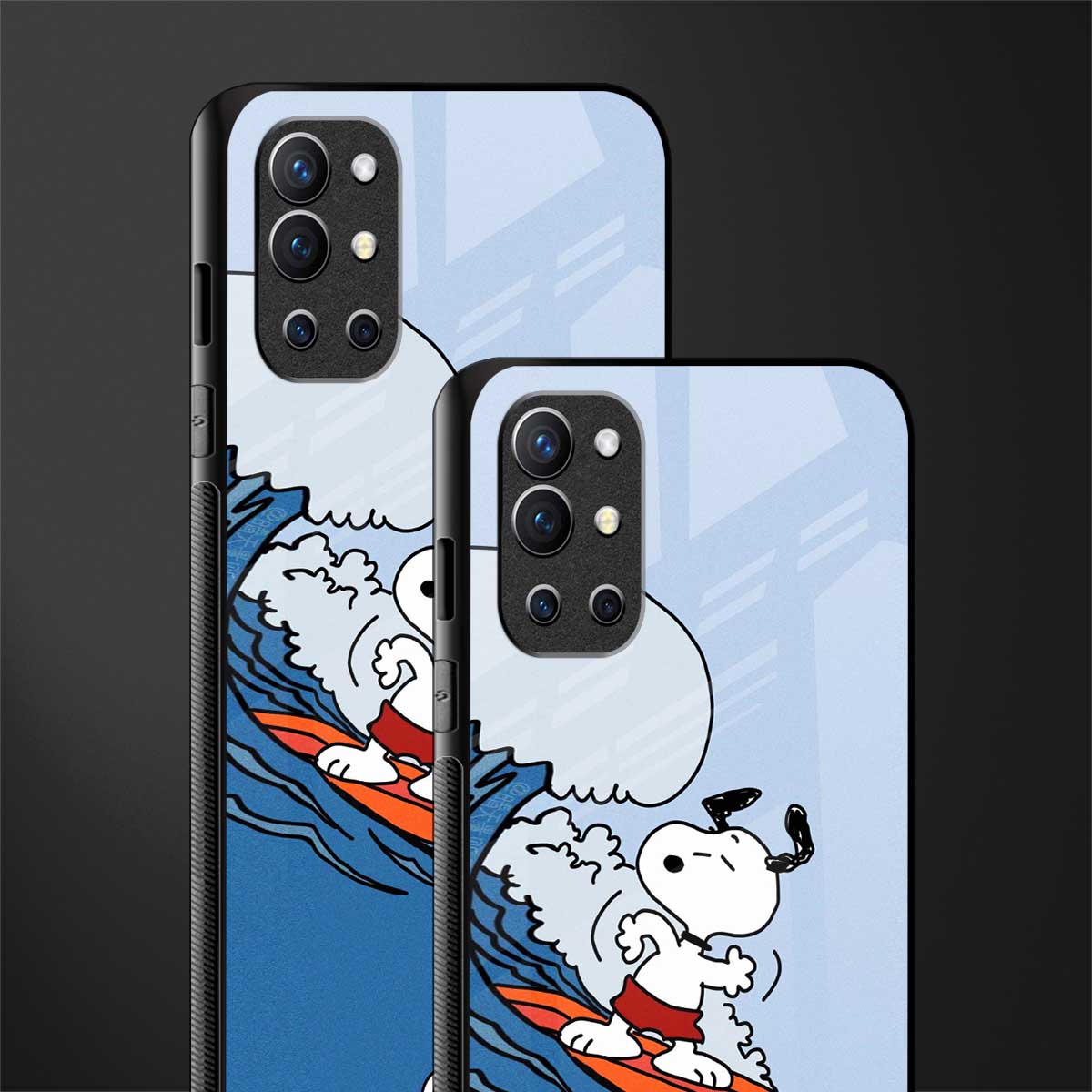 snoopy surfing glass case for oneplus 9r image-2