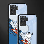 snoopy surfing glass case for oppo f19 pro image-2