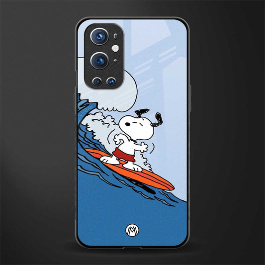 snoopy surfing glass case for oneplus 9 pro image