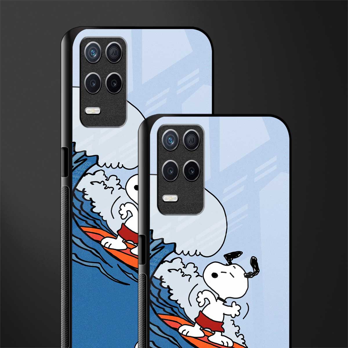 snoopy surfing glass case for realme 8 5g image-2