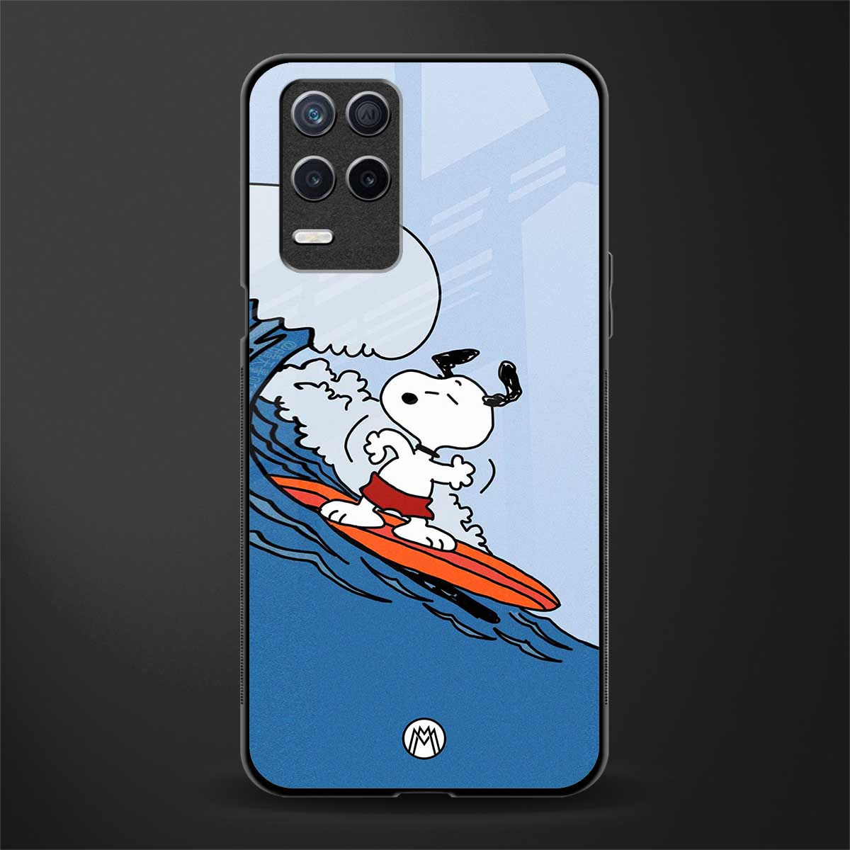 snoopy surfing glass case for realme narzo 30 5g image