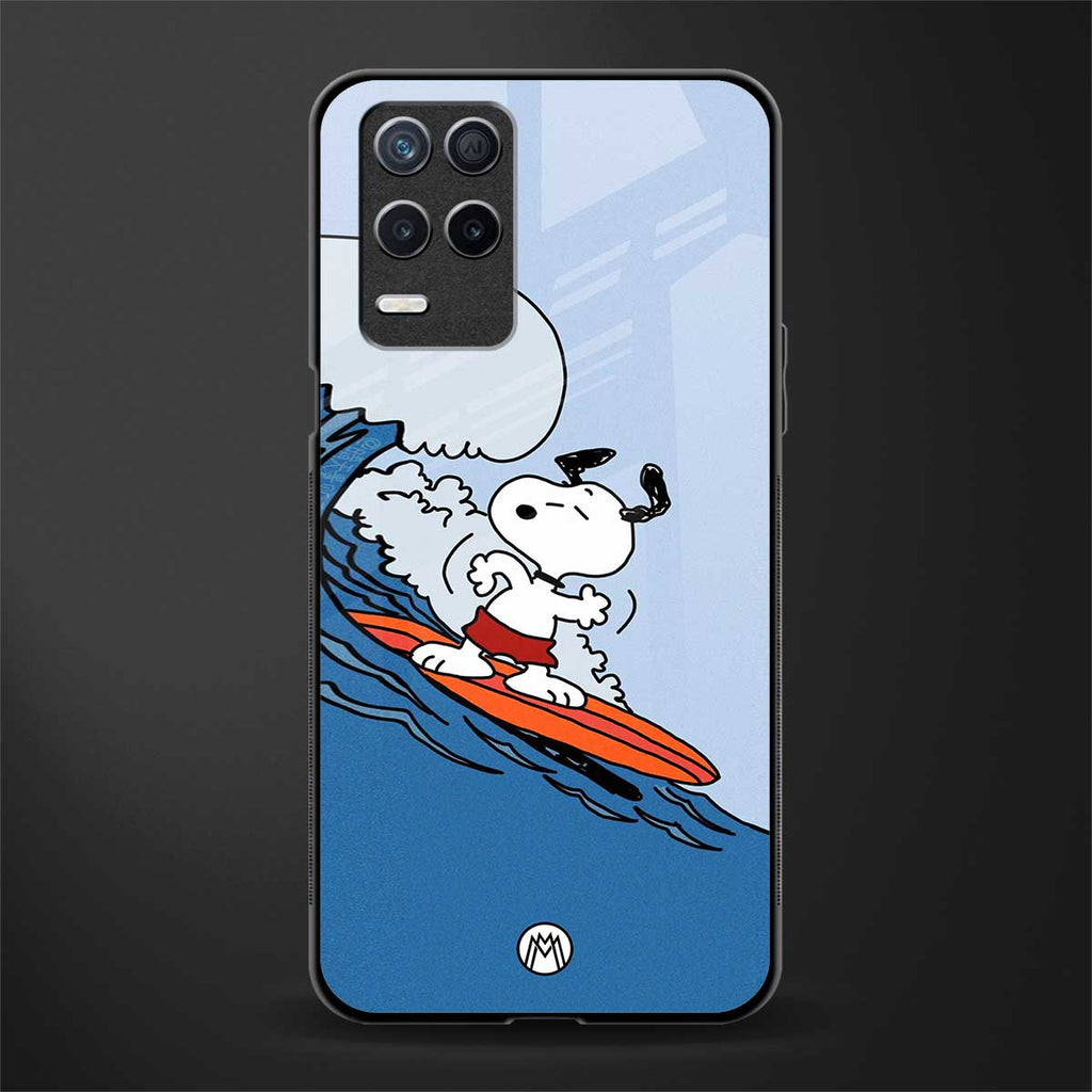 snoopy surfing glass case for realme 8 5g image