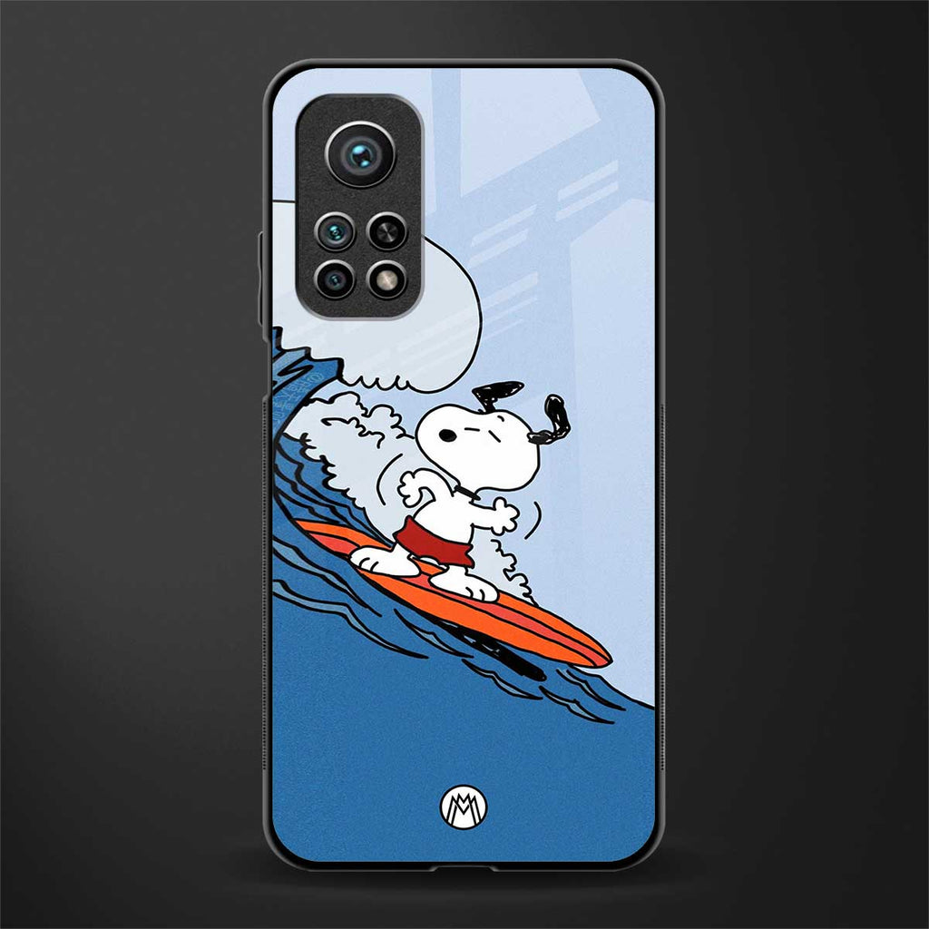 snoopy surfing glass case for mi 10t 5g image
