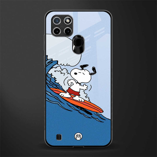 snoopy surfing glass case for realme c21y image
