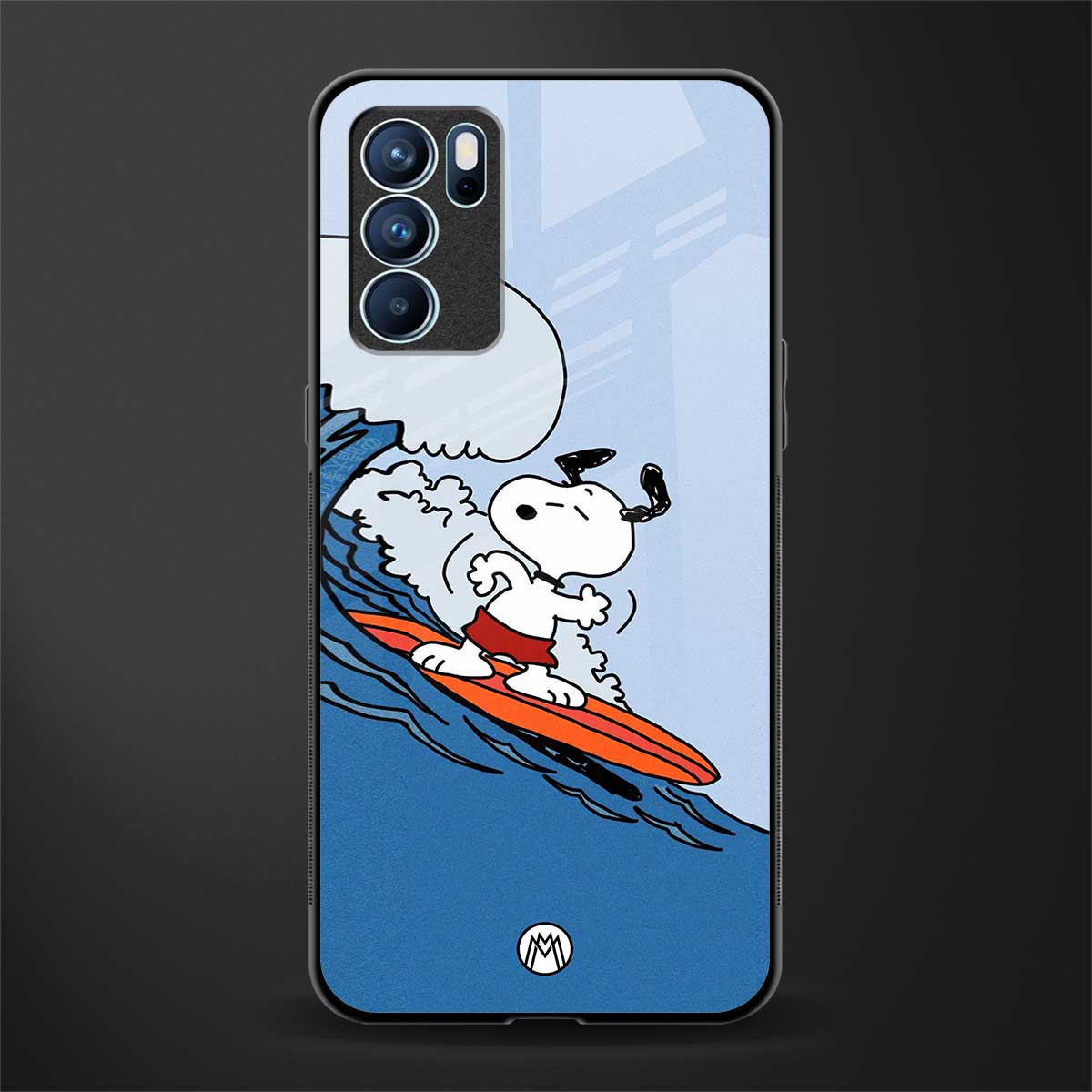 snoopy surfing glass case for oppo reno6 5g image