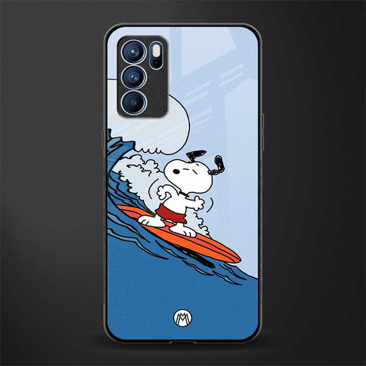 snoopy surfing glass case for oppo reno6 pro 5g image