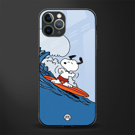 snoopy surfing glass case for iphone 11 pro image
