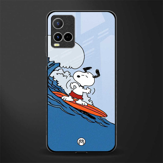 snoopy surfing glass case for vivo y33s vivo y33t image