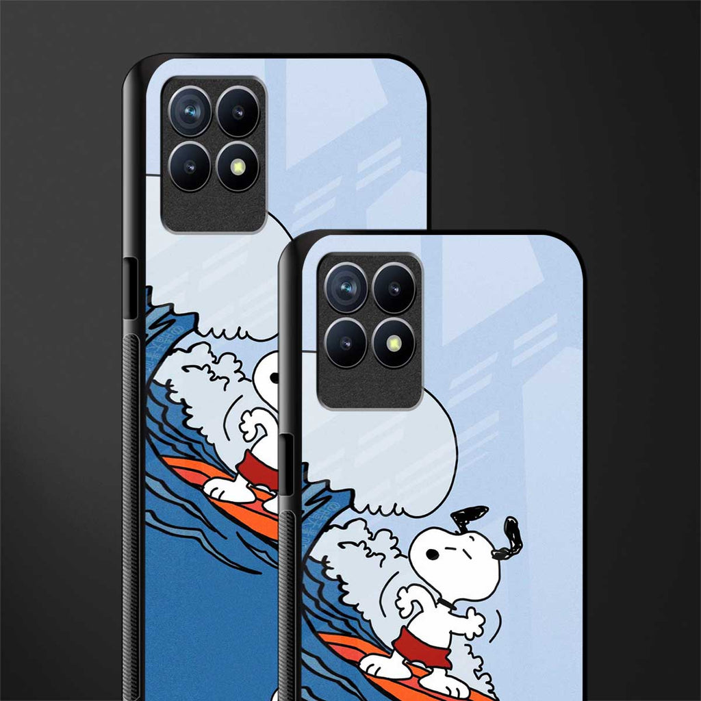 snoopy surfing glass case for realme 8i image-2