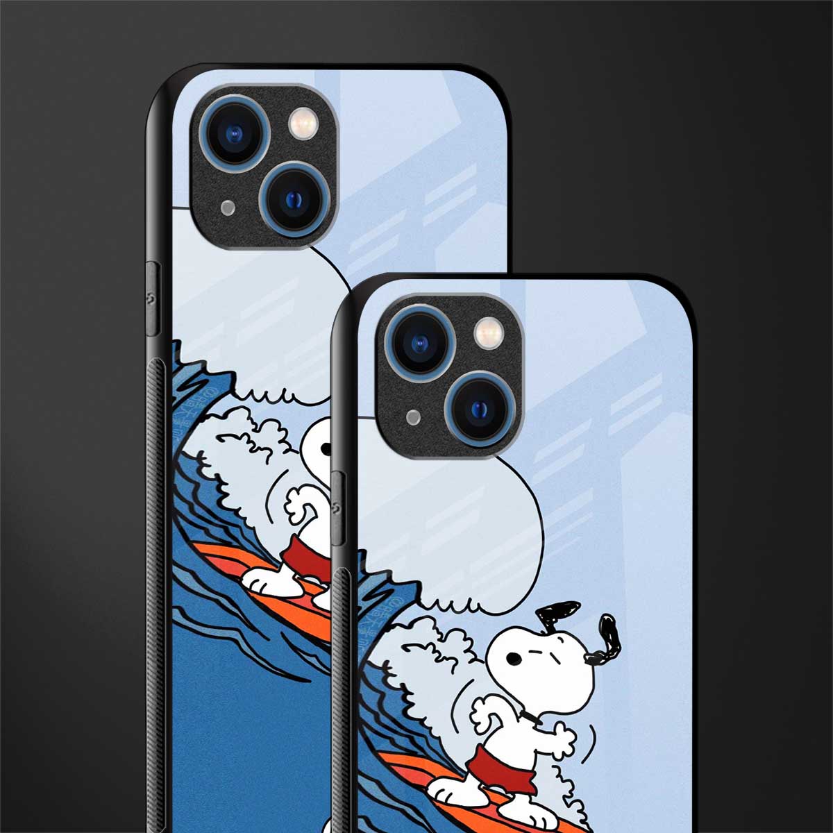 snoopy surfing glass case for iphone 13 image-2