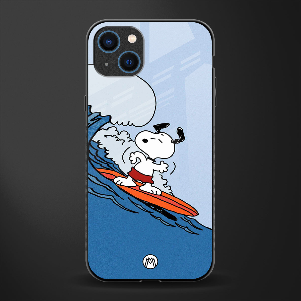 snoopy surfing glass case for iphone 13 image
