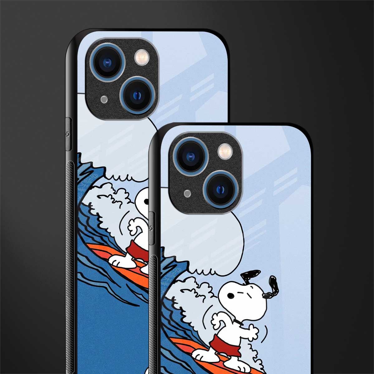 snoopy surfing glass case for iphone 13 mini image-2