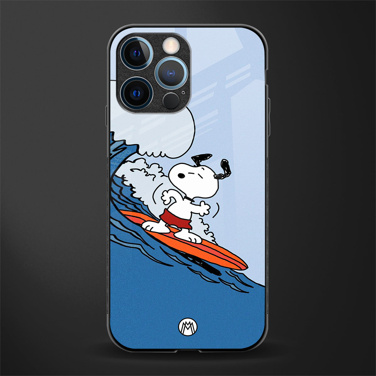 snoopy surfing glass case for iphone 12 pro image