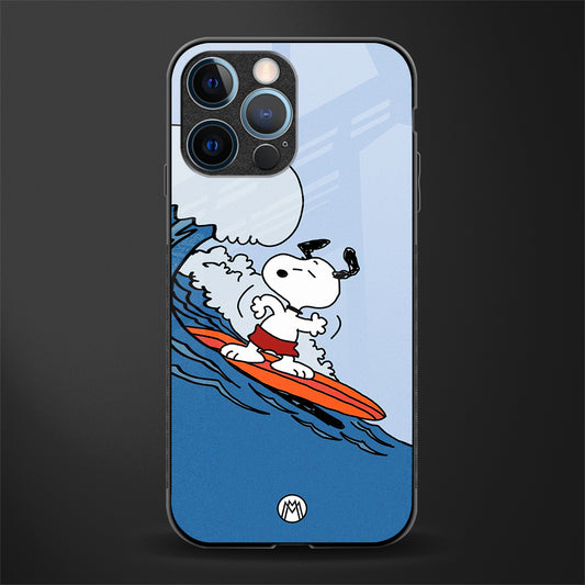 snoopy surfing glass case for iphone 12 pro image